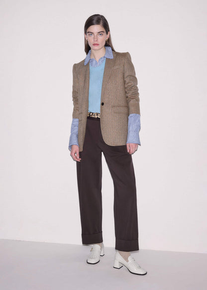 ME+EM Clothing Navy Stripe Frill Collar Forever Shirt