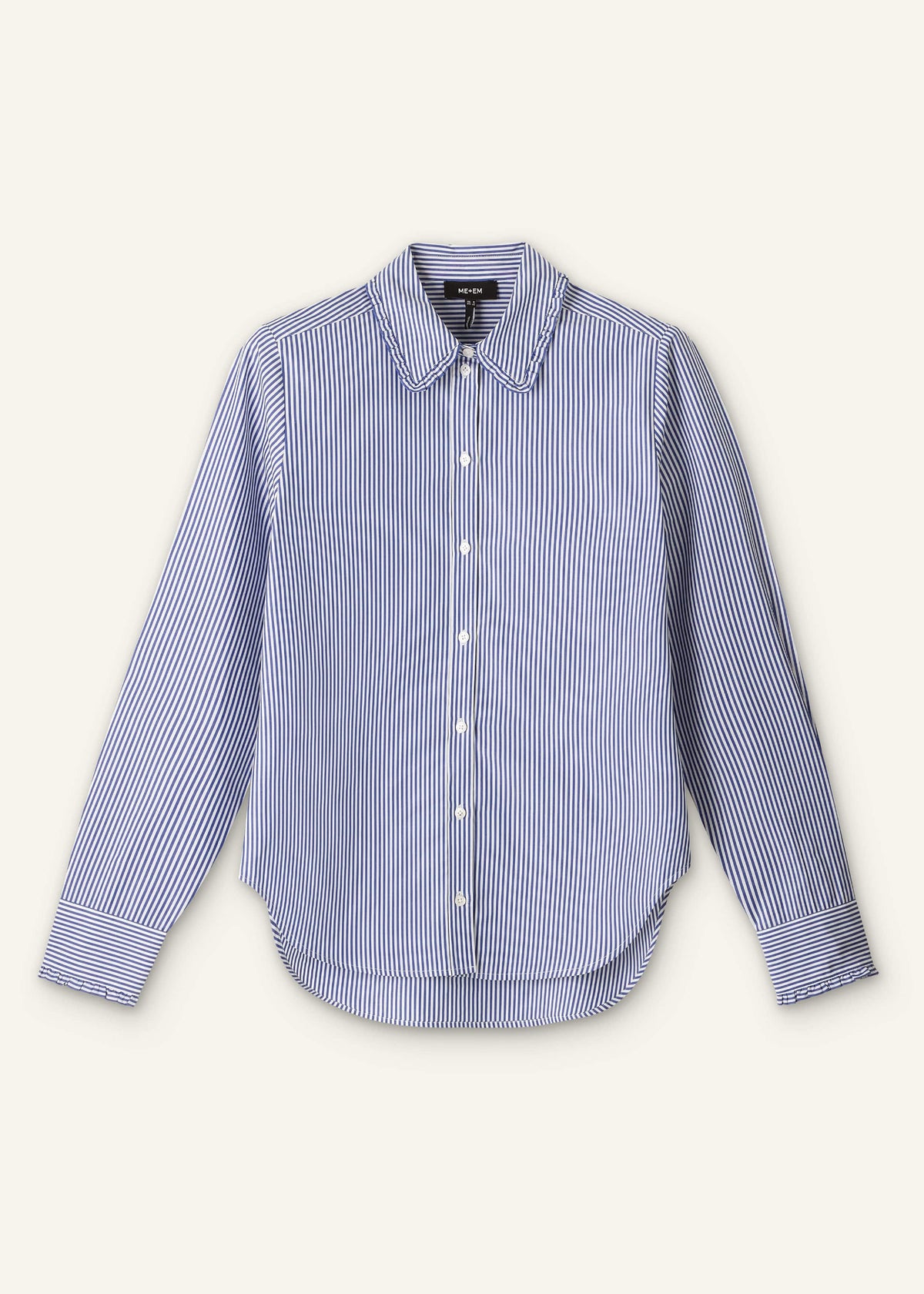 ME+EM Clothing Navy Stripe Frill Collar Forever Shirt