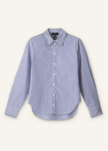 ME+EM Clothing Navy Stripe Frill Collar Forever Shirt