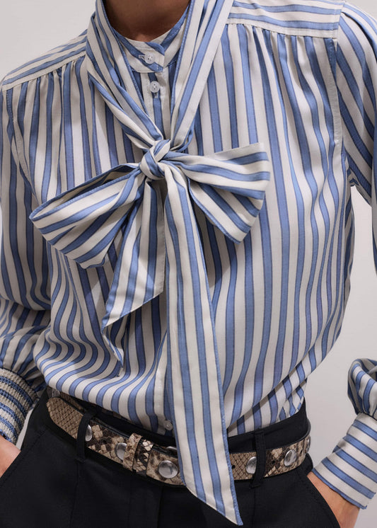 ME+EM Clothing Blue Soft Stripe Shirt + Neck Tie