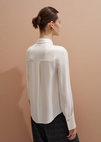 ME+EM Clothing Cream AM-PM Stripe Fluid Satin Shirt + Tie