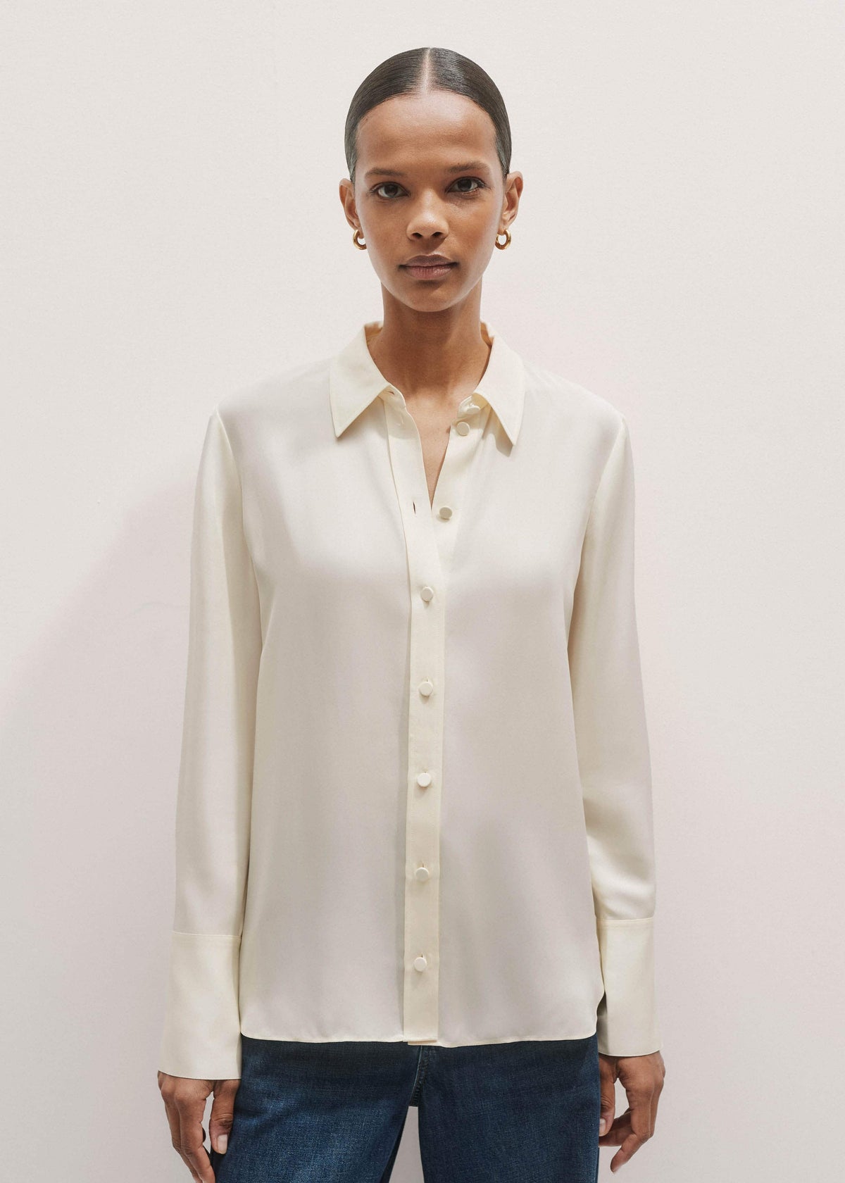 ME+EM Clothing Cream Silk Shirt