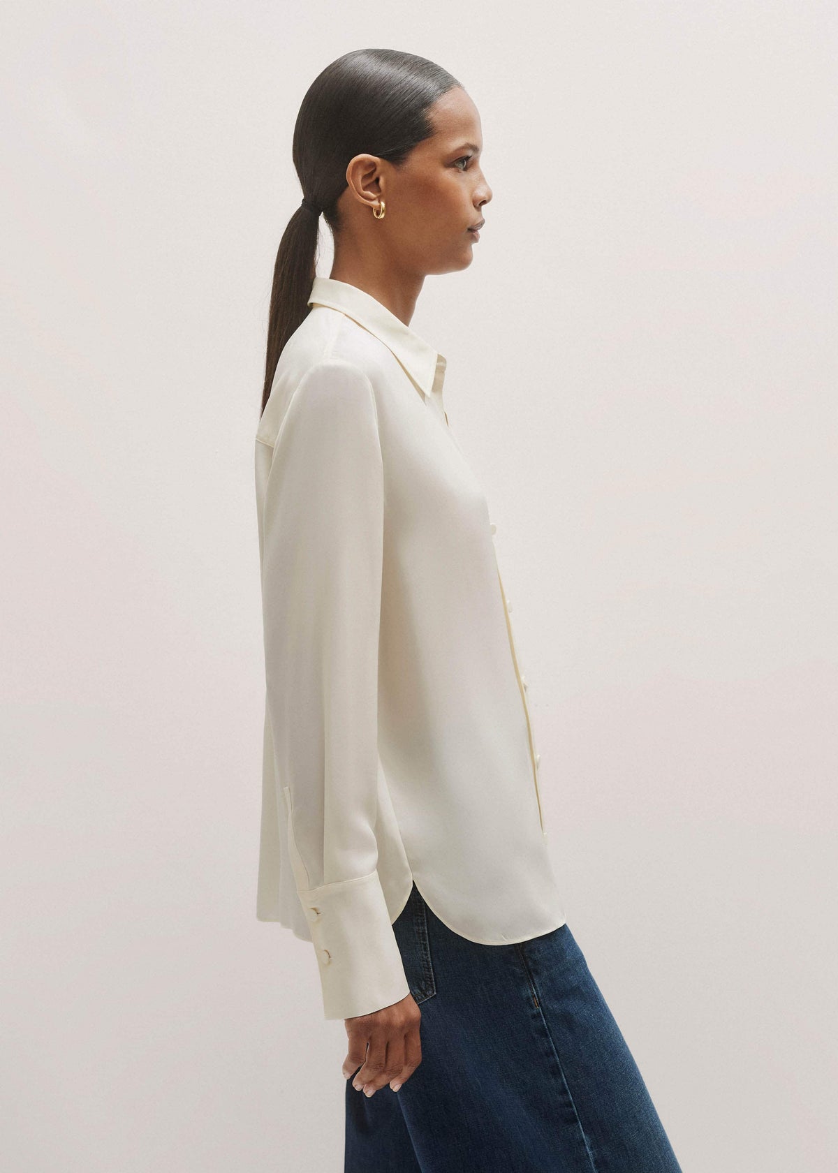 ME+EM Clothing Cream Silk Shirt