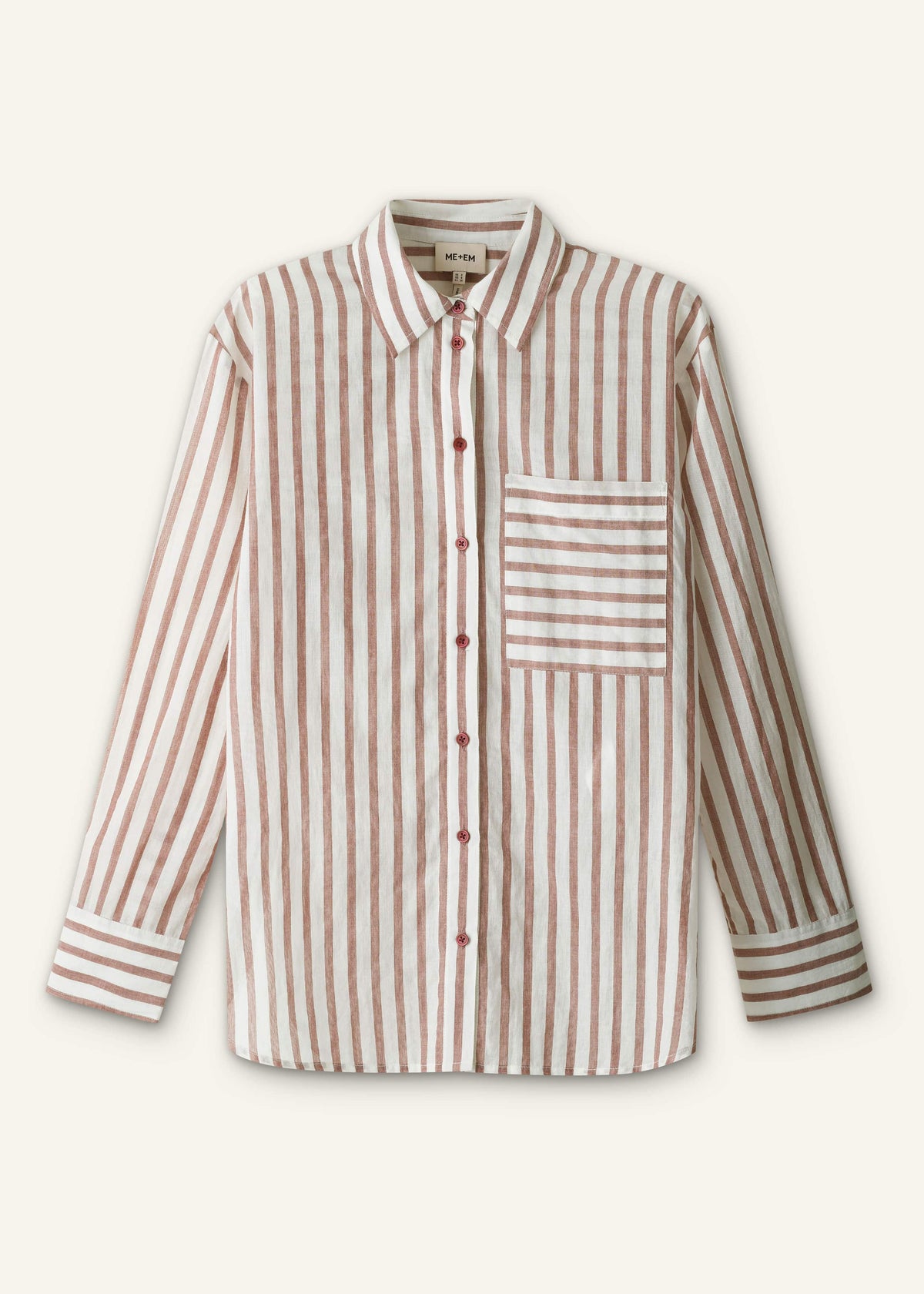 ME+EM Clothing Cinnamon Brown Stripe Boyfriend Shirt