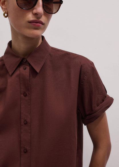 ME+EM Clothing Cinnamon Brown Turn-Up Cuff Shirt