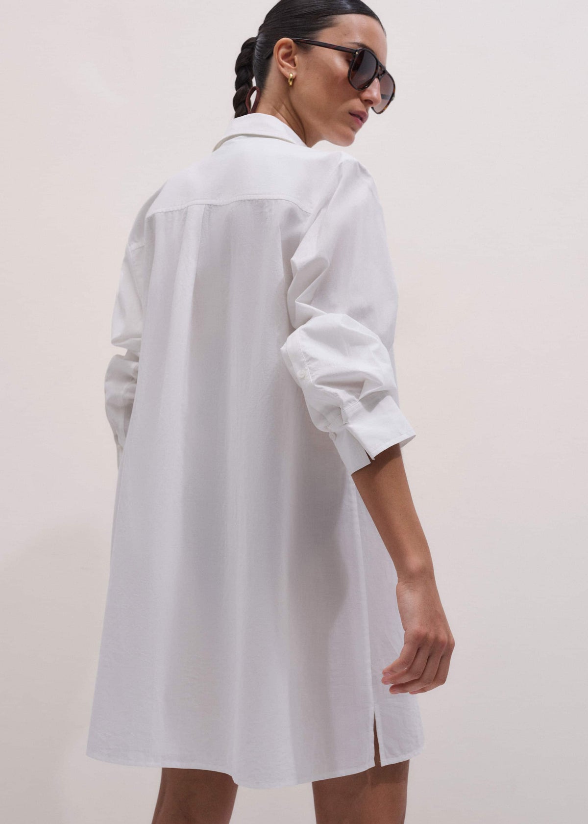 ME+EM Clothing White Relaxed Short Swing Shirt Dress