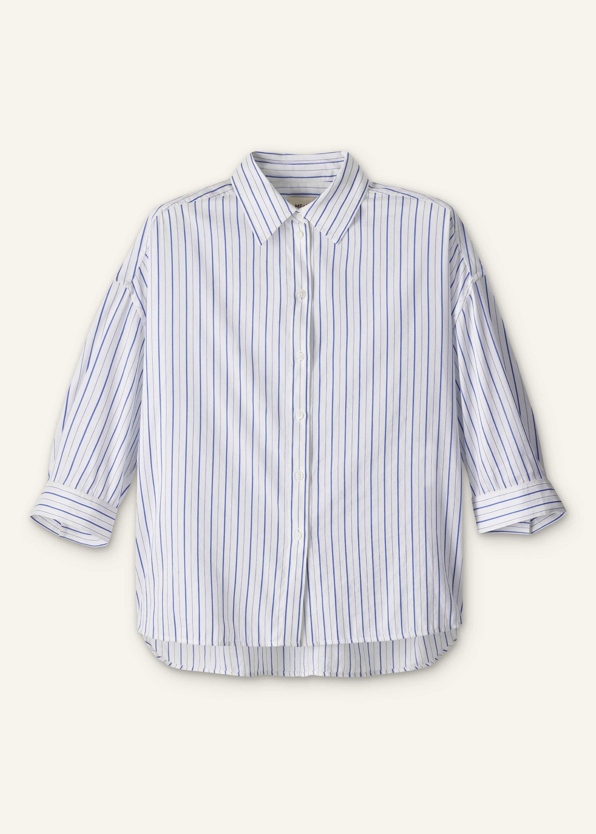 ME+EM Clothing Blue Boxy Striped Crop Sleeve Shirt