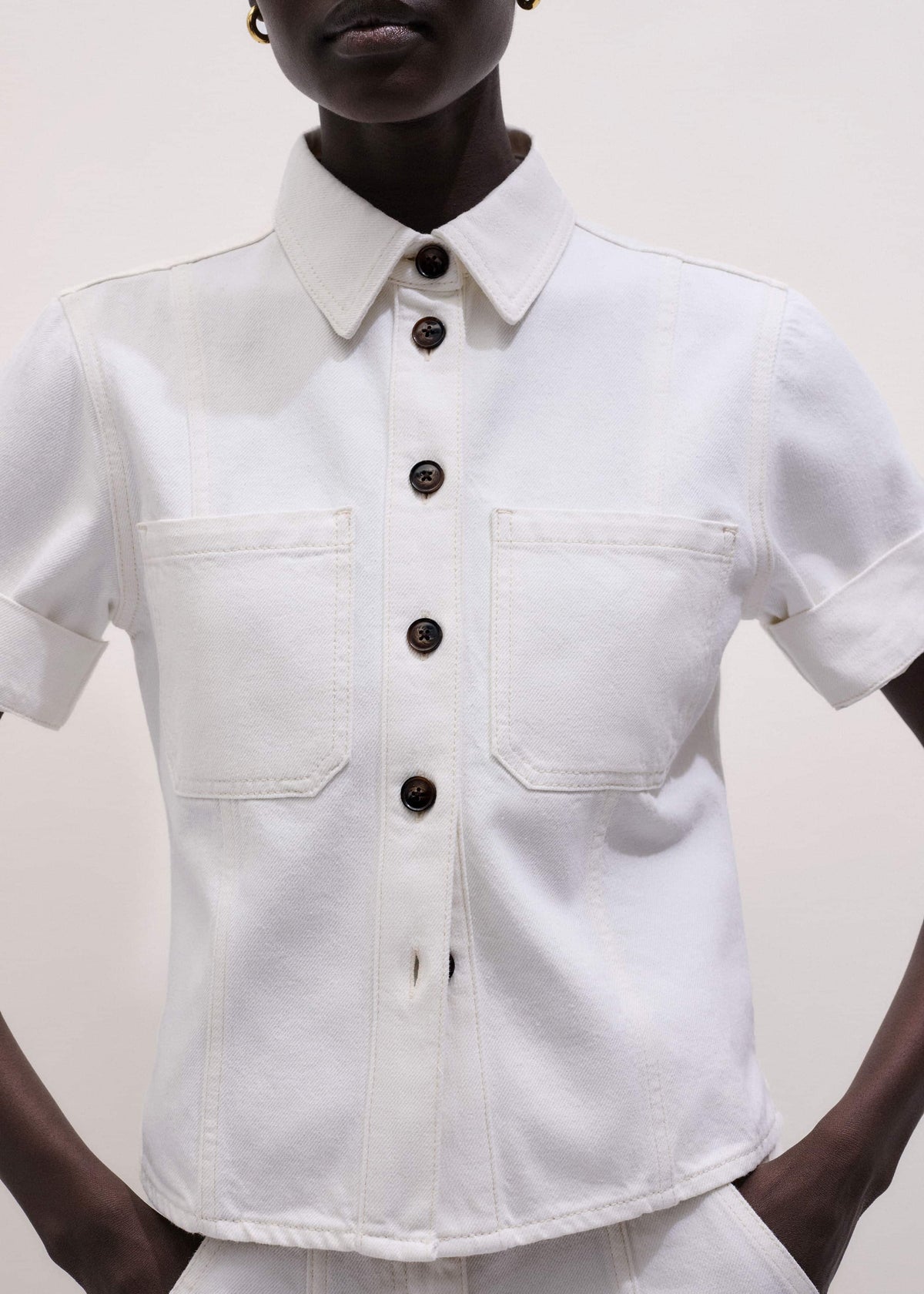 ME+EM Clothing White Paneled Shirt