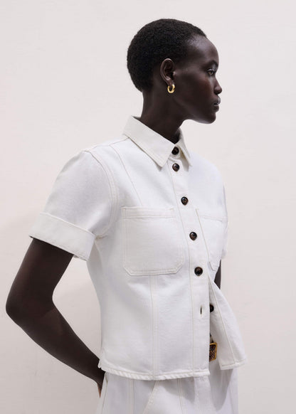 ME+EM Clothing White Paneled Shirt