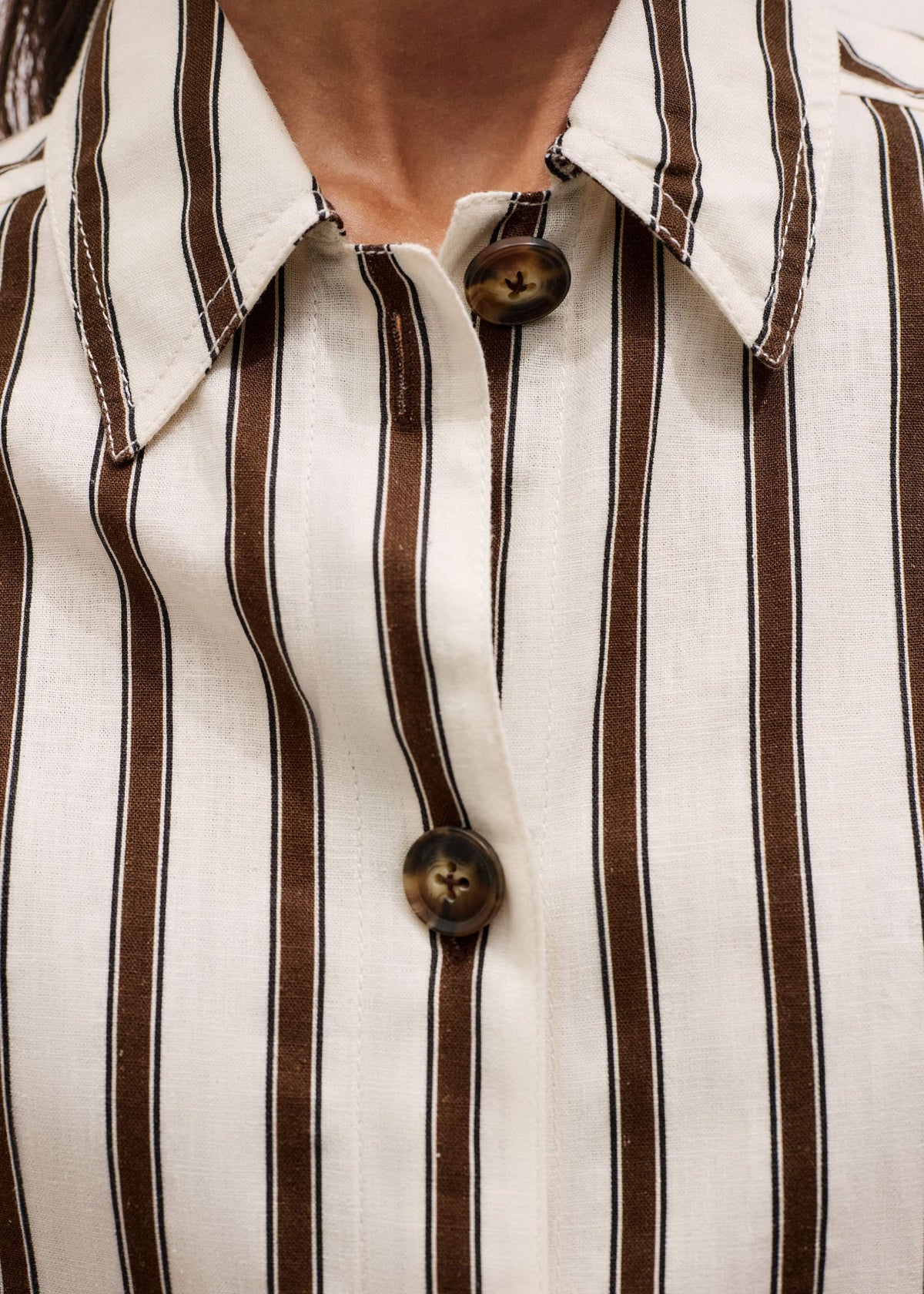 ME+EM Clothing Cream Crease-Less Linen Spring Stripe Boxy Cropped Shirt