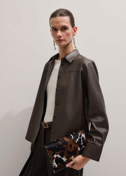 ME+EM Clothing Brown Luxe Leather Straight Shirt