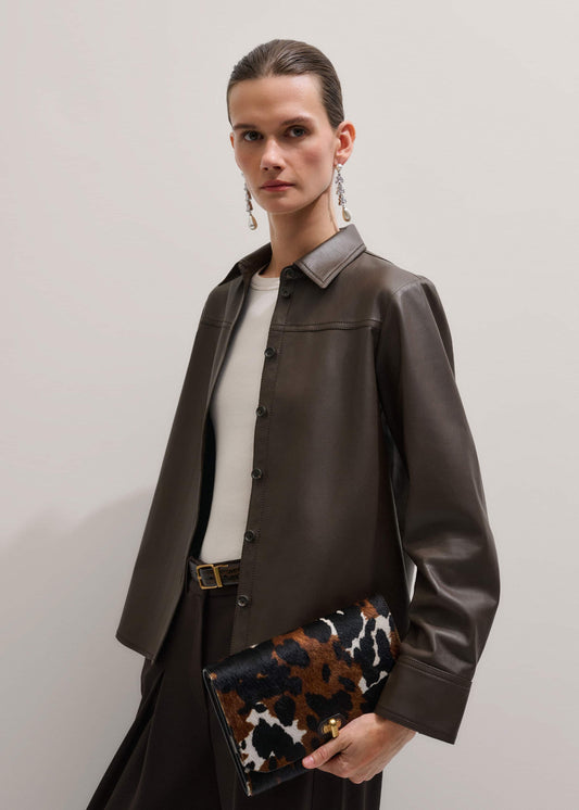 ME+EM Clothing Brown Luxe Leather Straight Shirt