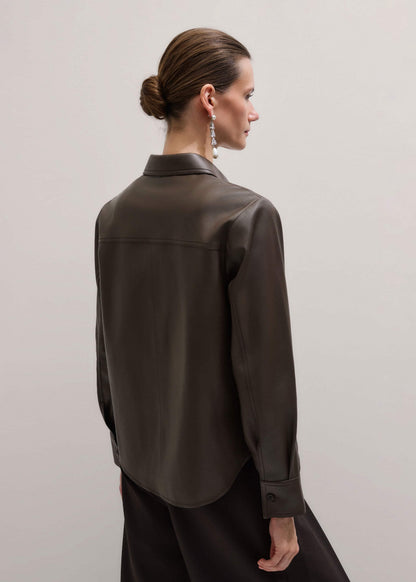 ME+EM Clothing Brown Luxe Leather Straight Shirt