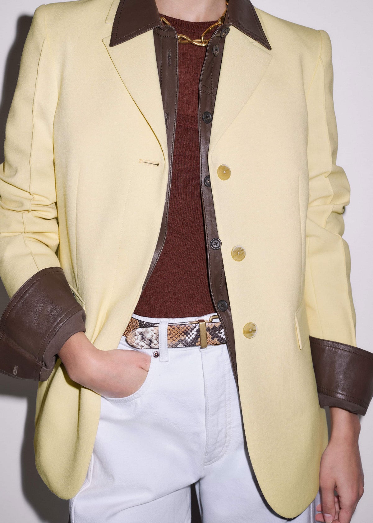 ME+EM Clothing Brown Luxe Leather Straight Shirt