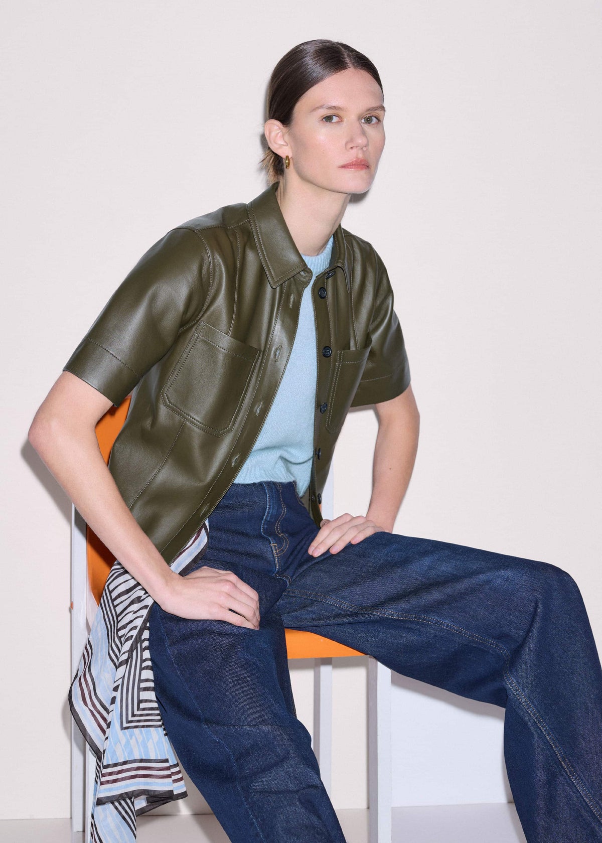 ME+EM Clothing Olive Green Leather Utility Shirt