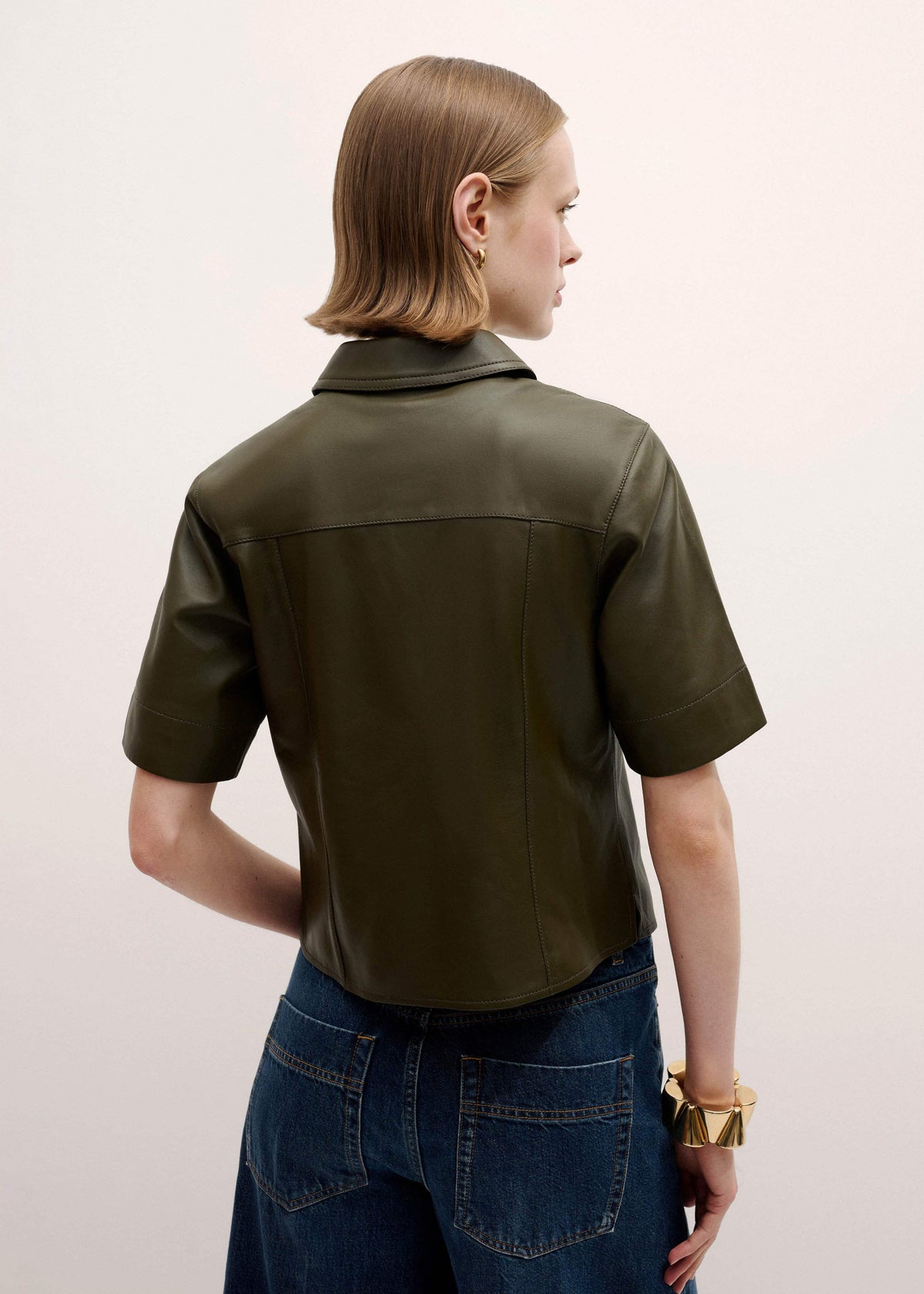ME+EM Clothing Olive Green Leather Utility Shirt