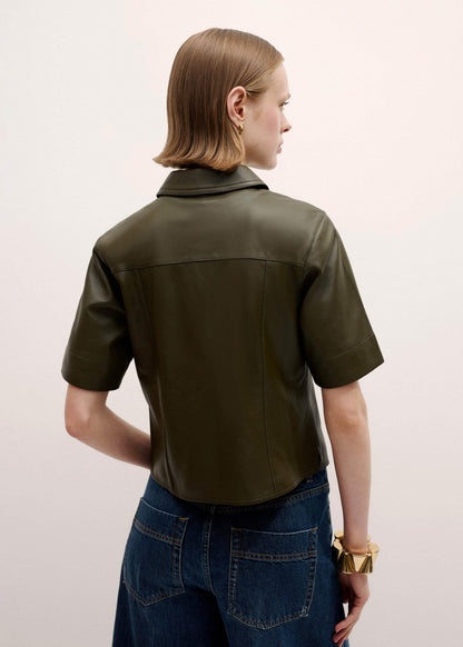 ME+EM Clothing Olive Green Leather Utility Shirt