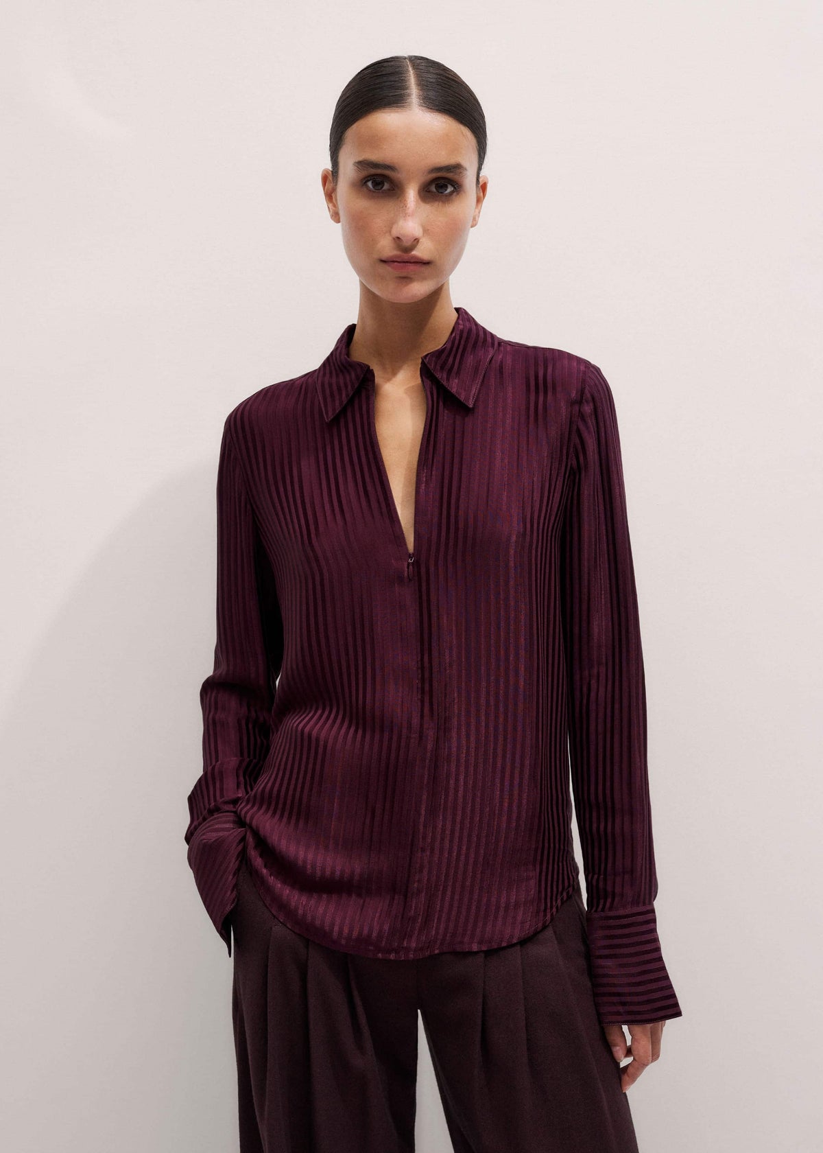 ME+EM Clothing Red AM-PM Fluid Satin Shirt + Tie