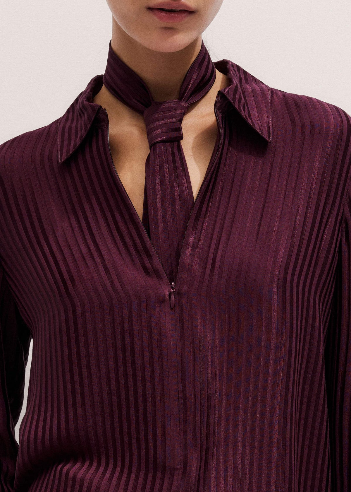 ME+EM Clothing Red AM-PM Fluid Satin Shirt + Tie