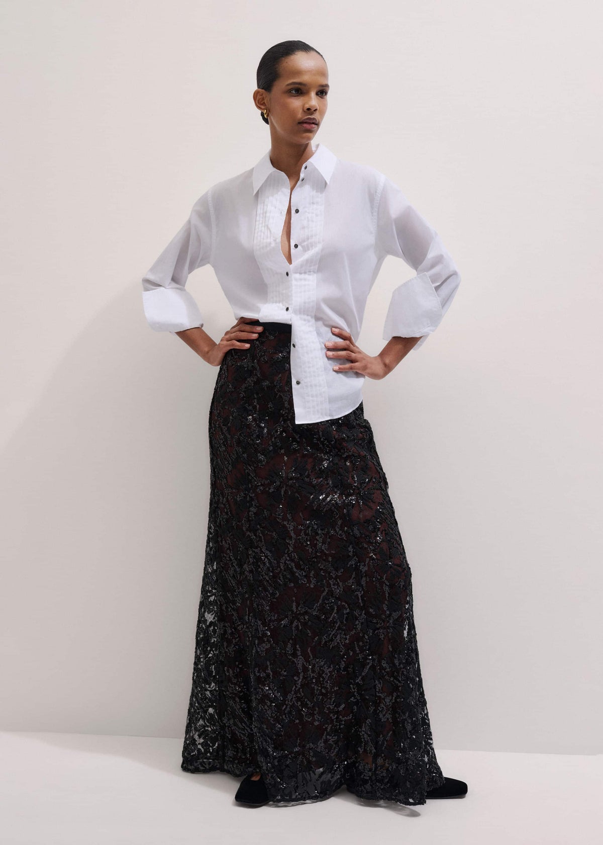 ME+EM Clothing White Relaxed Tux Shirt