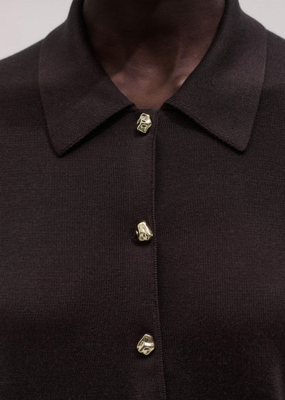 ME+EM Clothing Brown Luxe Knit Slim Shirt