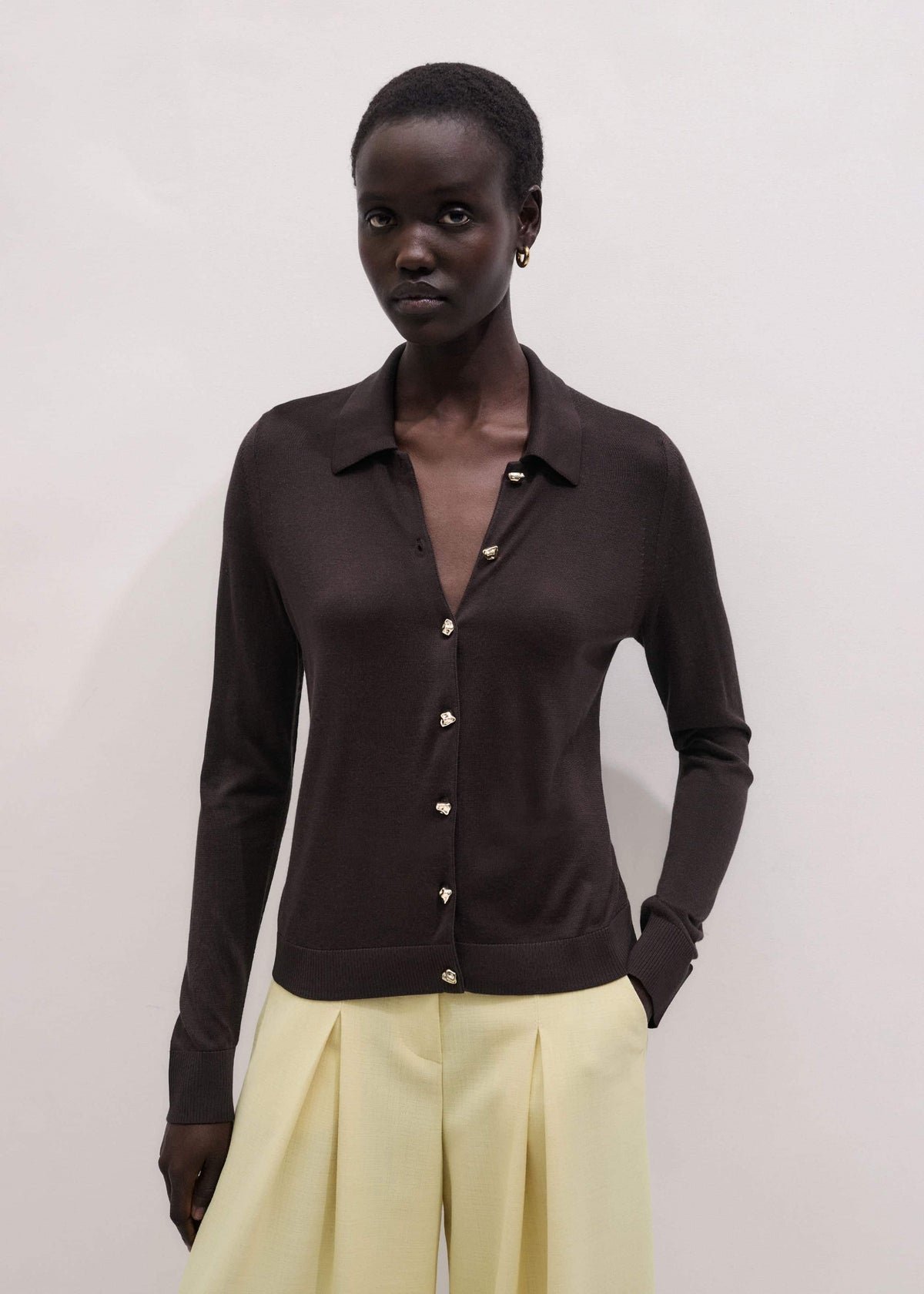 ME+EM Clothing Brown Luxe Knit Slim Shirt