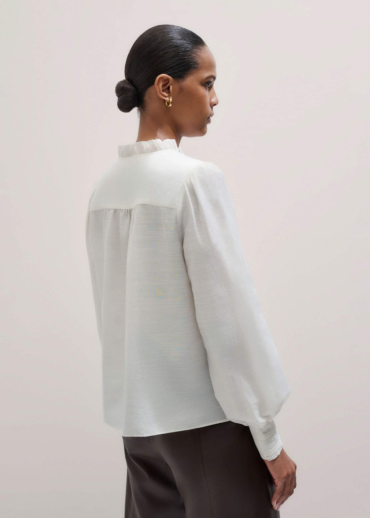 ME+EM Clothing Cream Delicate Lace Trim Detail Top