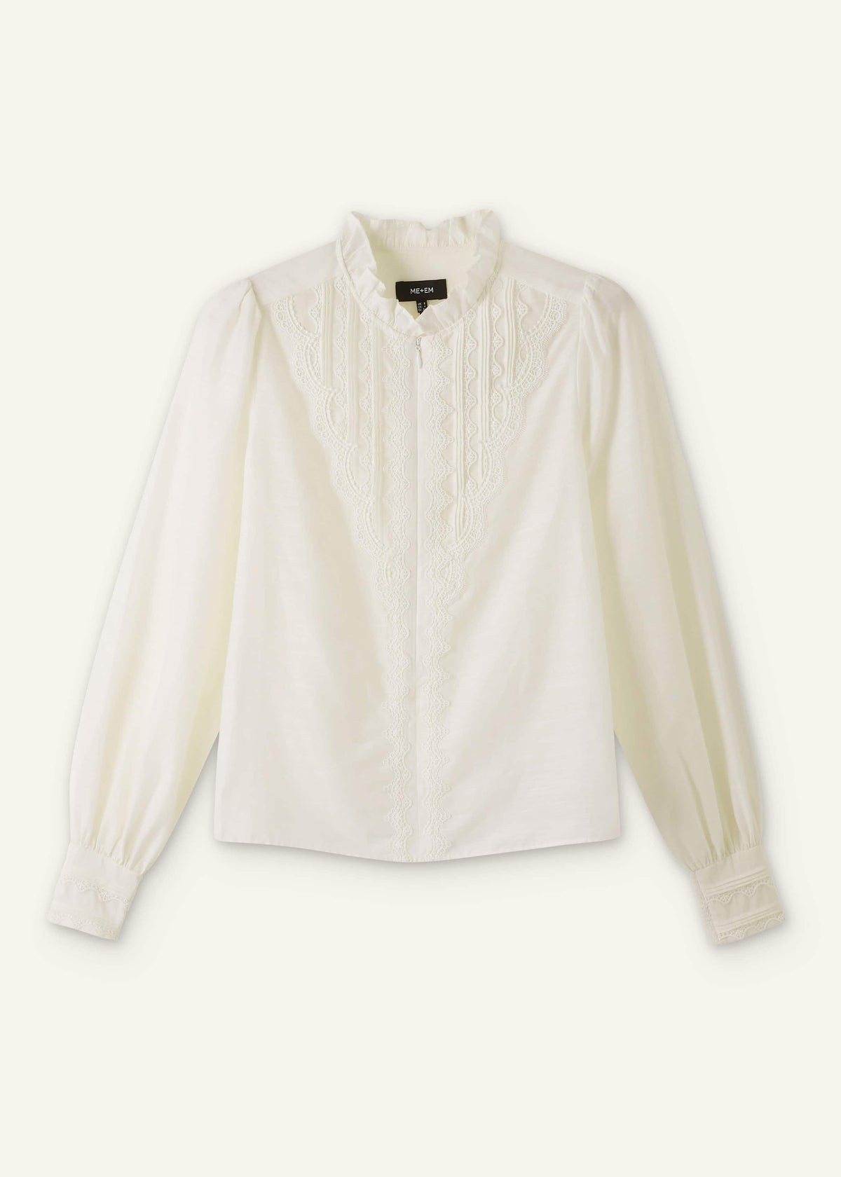 ME+EM Clothing Cream Delicate Lace Trim Detail Top