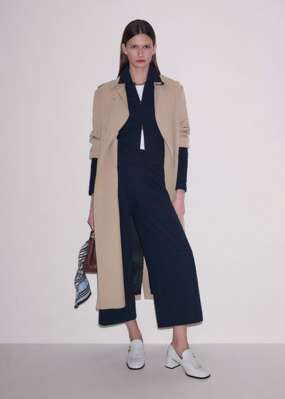 ME+EM Clothing Navy Curling Crosses Jacquard Textured Zip Top