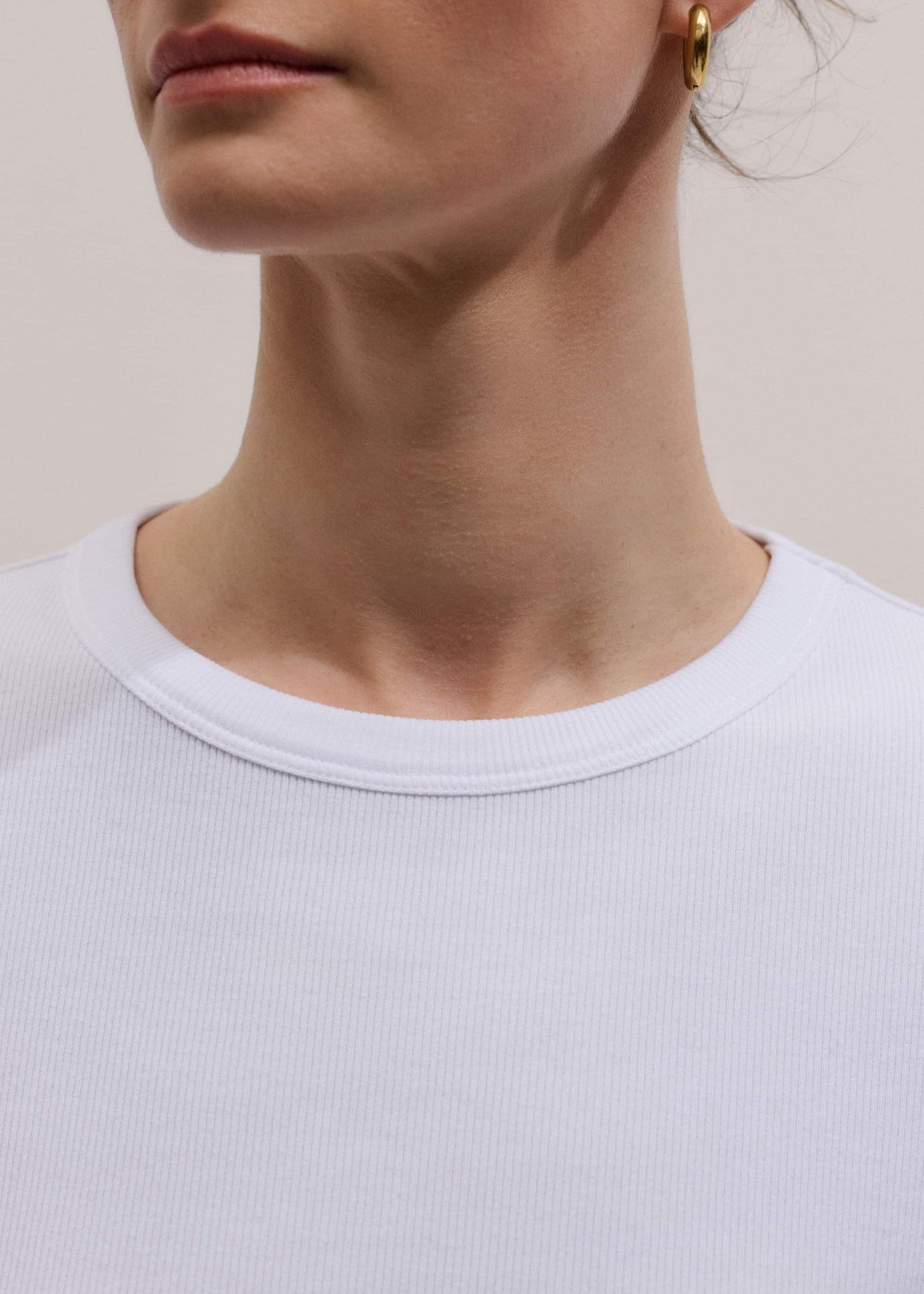 ME+EM Clothing White Cotton Rib Long Sleeve Top