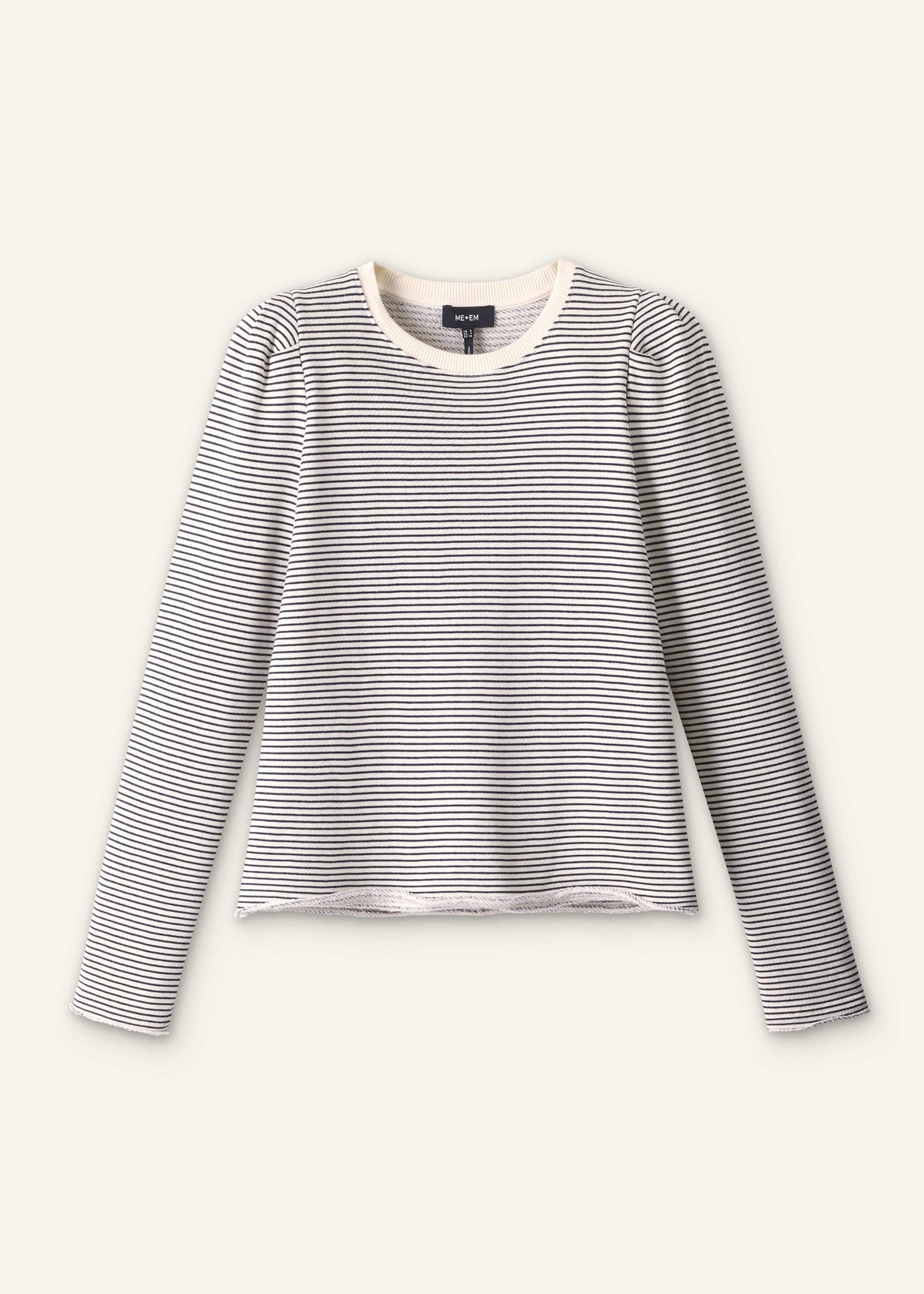 ME+EM Clothing Navy Stripe Pouf Sleeve Sweatshirt