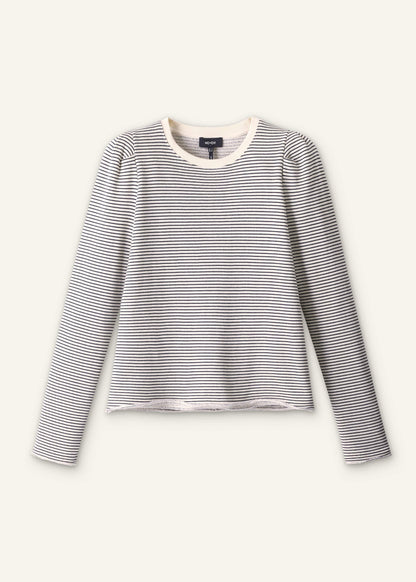ME+EM Clothing Navy Stripe Pouf Sleeve Sweatshirt