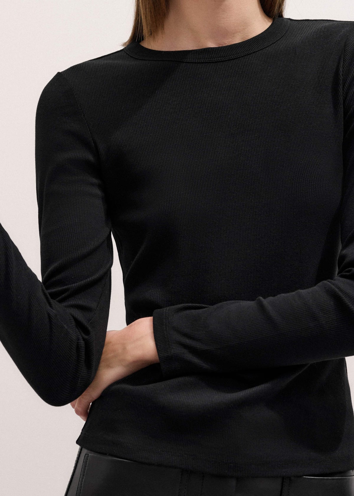 ME+EM Clothing Black Cotton Rib Perfect Basic Top