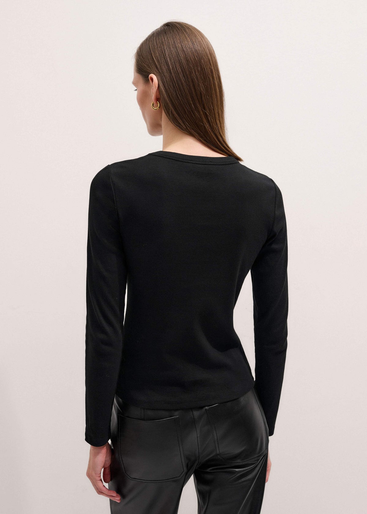 ME+EM Clothing Black Cotton Rib Perfect Basic Top