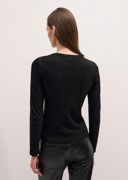 ME+EM Clothing Black Cotton Rib Perfect Basic Top