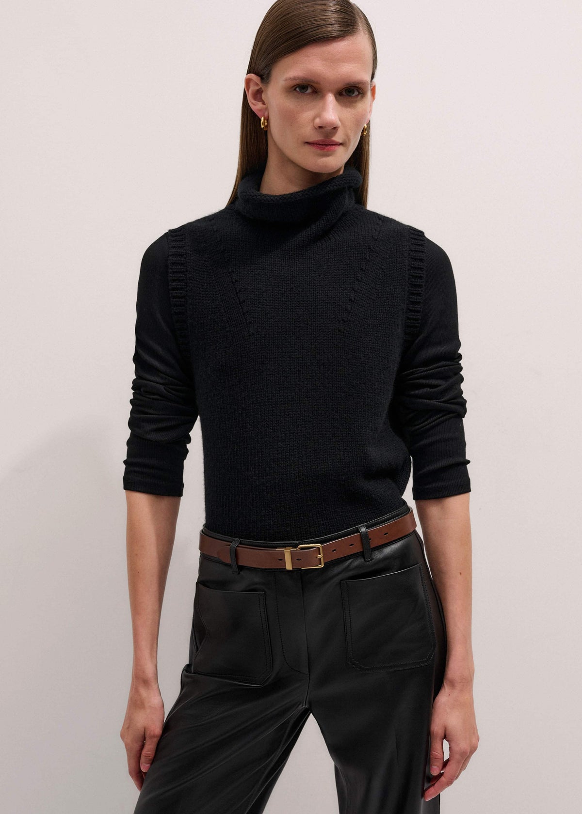 ME+EM Clothing Black Cotton Rib Perfect Basic Top