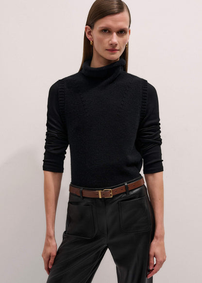 ME+EM Clothing Black Cotton Rib Perfect Basic Top