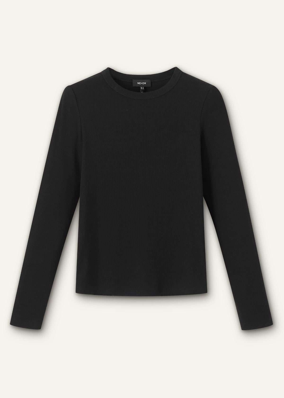ME+EM Clothing Black Cotton Rib Perfect Basic Top