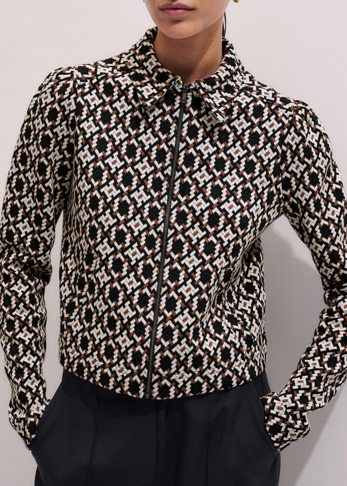 ME+EM Clothing Navy Graphic Jacquard Zip-Through Jacket