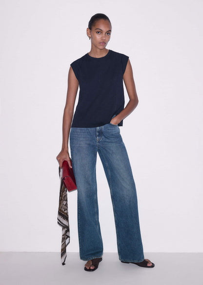 ME+EM Clothing Navy Cap Sleeve Crew Neck Swing Tee