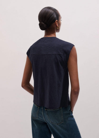 ME+EM Clothing Navy Cap Sleeve Crew Neck Swing Tee