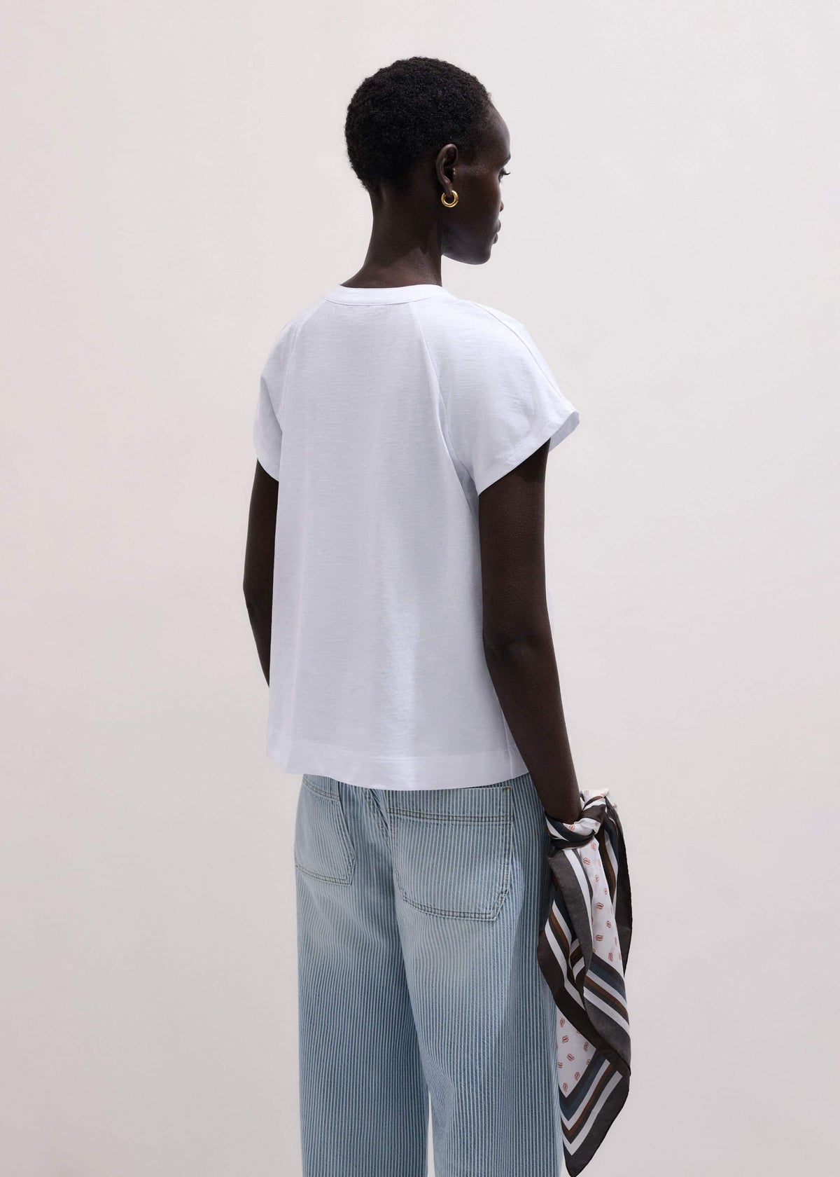 ME+EM Clothing White Open Placket Swing Top