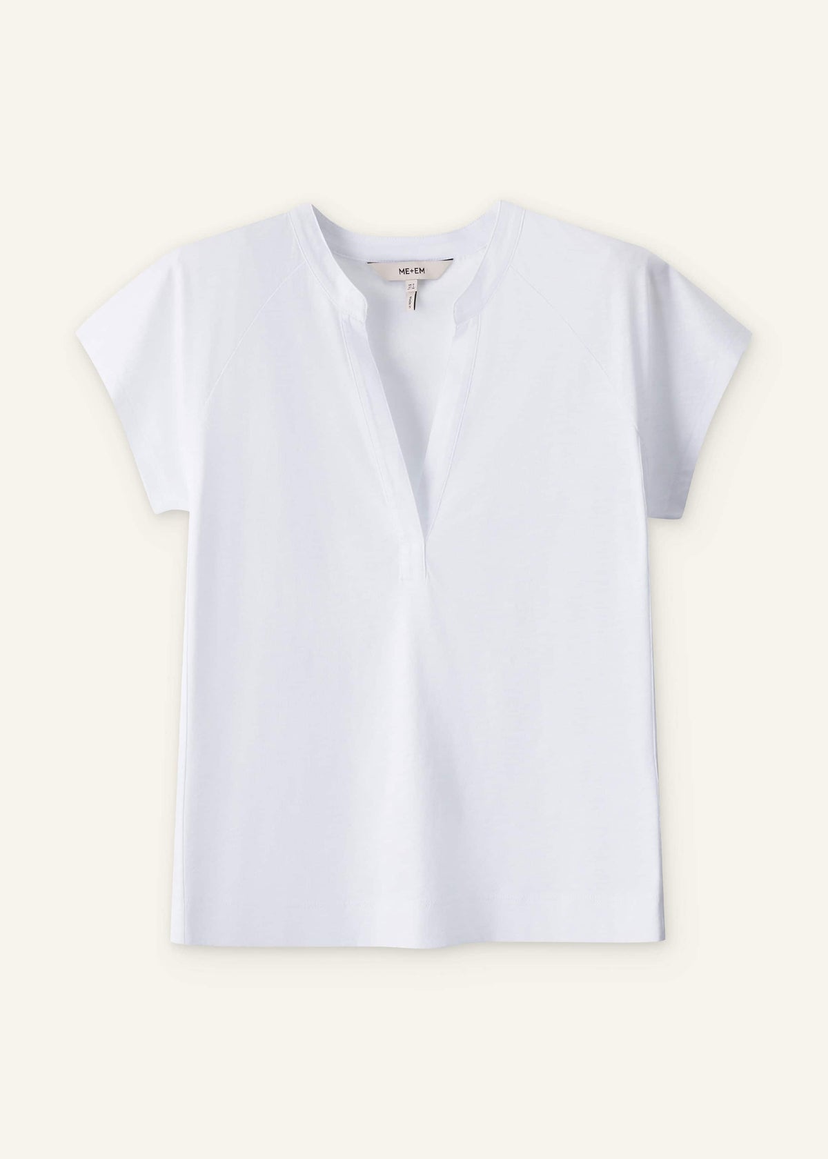 ME+EM Clothing White Open Placket Swing Top