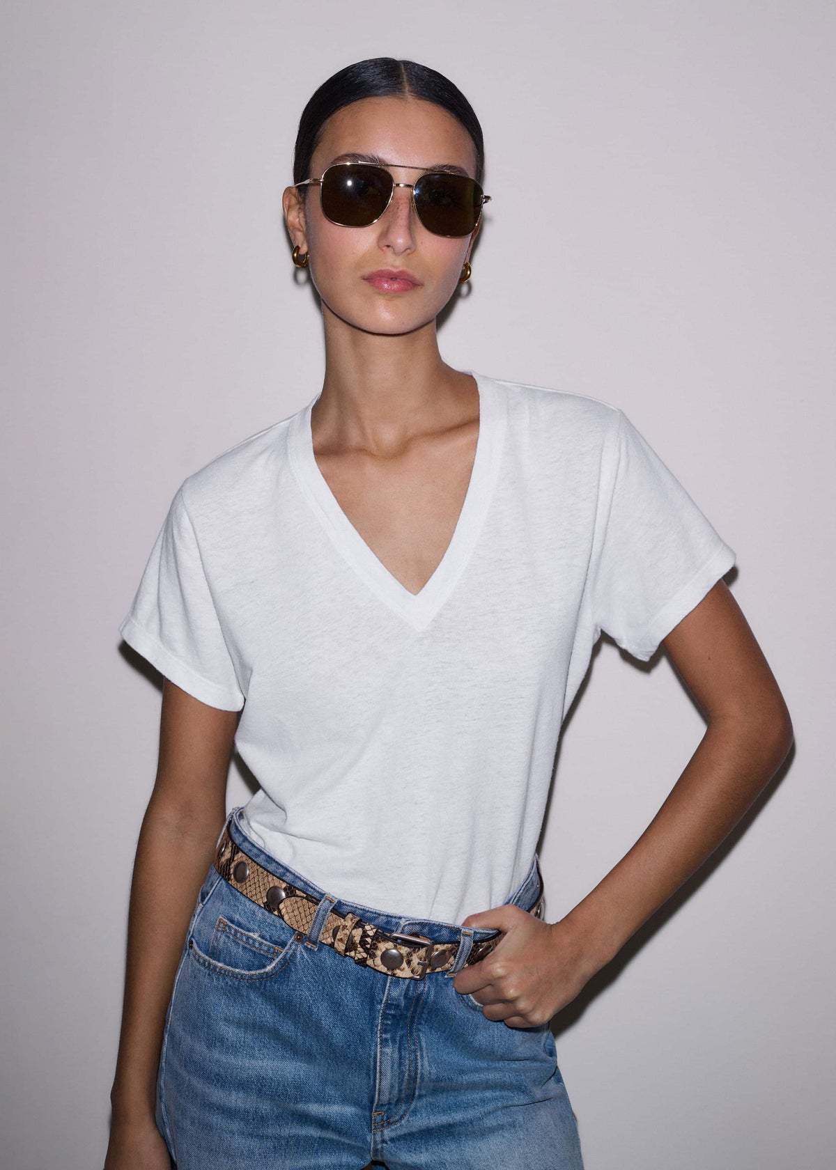 ME+EM Clothing White Soft Washed V-Neck Tee