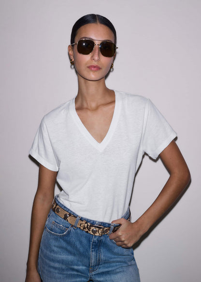ME+EM Clothing White Soft Washed V-Neck Tee
