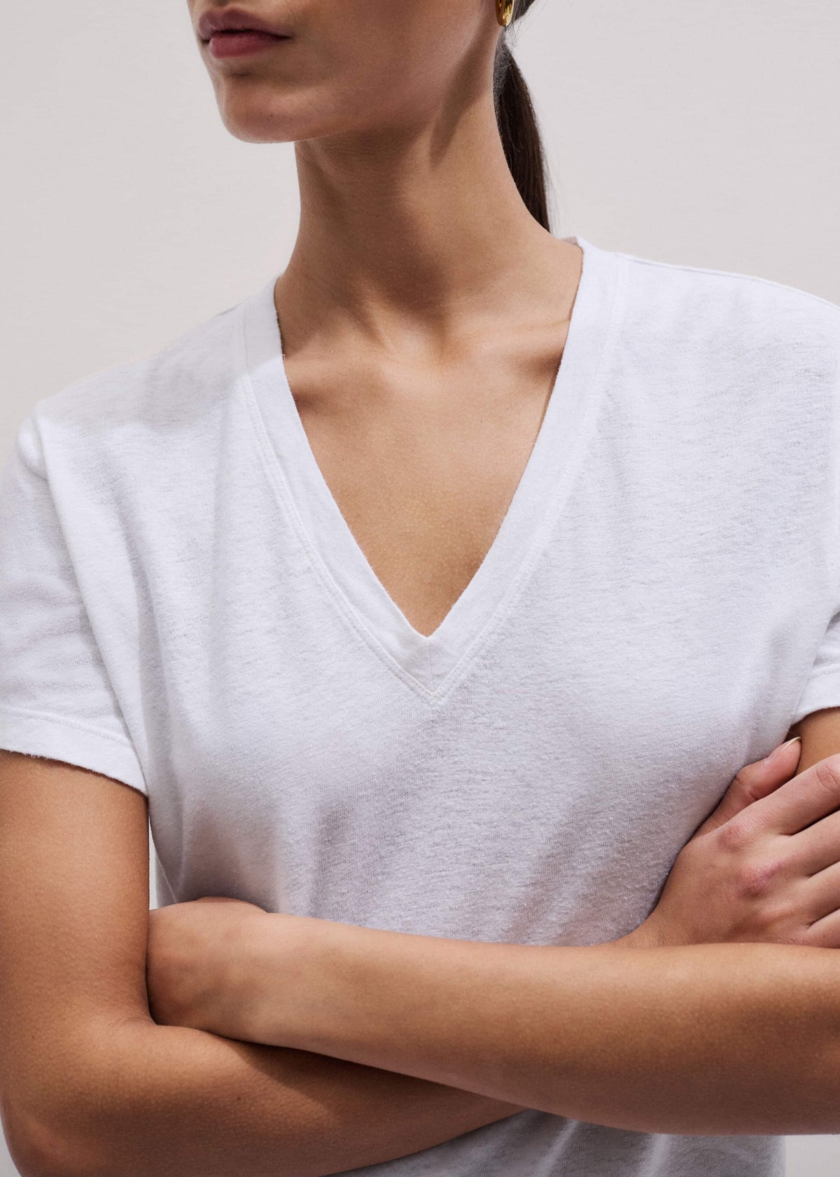 ME+EM Clothing White Soft Washed V-Neck Tee
