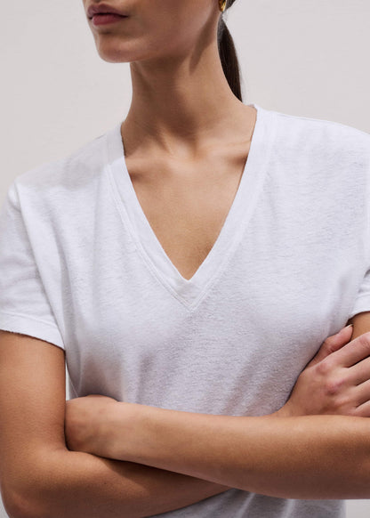 ME+EM Clothing White Soft Washed V-Neck Tee