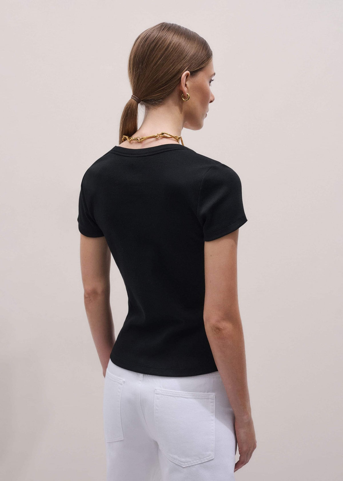ME+EM Clothing Black Ultimate Fitted Rib V-Neck Tee