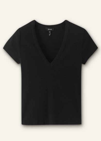 ME+EM Clothing Black Ultimate Fitted Rib V-Neck Tee