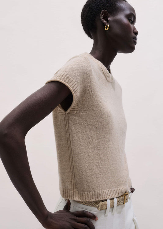 ME+EM Clothing Oatmeal Cashmere Shrunken Knit Baby Tee